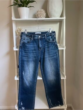 KanCan Women's Dark Blue Straight Leg Jeans
